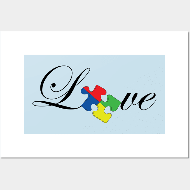 Autism Awareness Love Puzzle Piece Wall Art by Stupid Coffee Designs